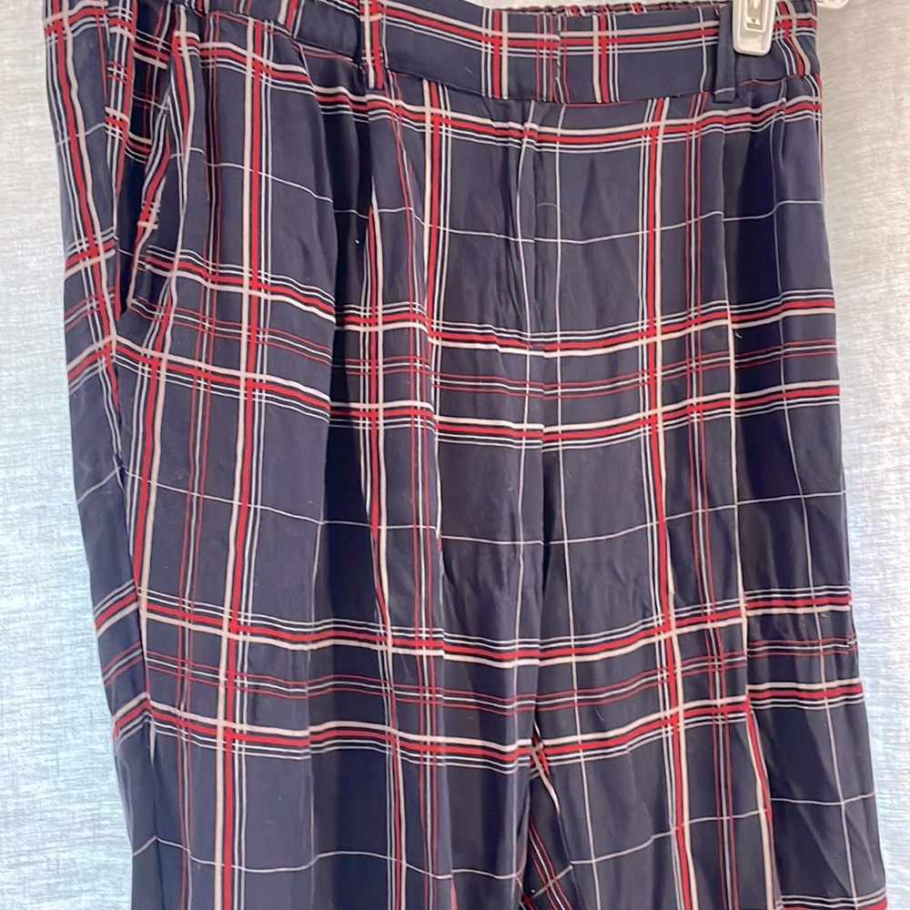 Massimo Dutti navy and red plaid trousers